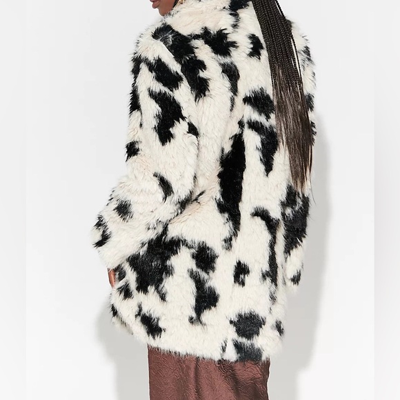 Free People x REVOLVE Jade Cow Fur Coat in Black & White - Picture 5 of 16
